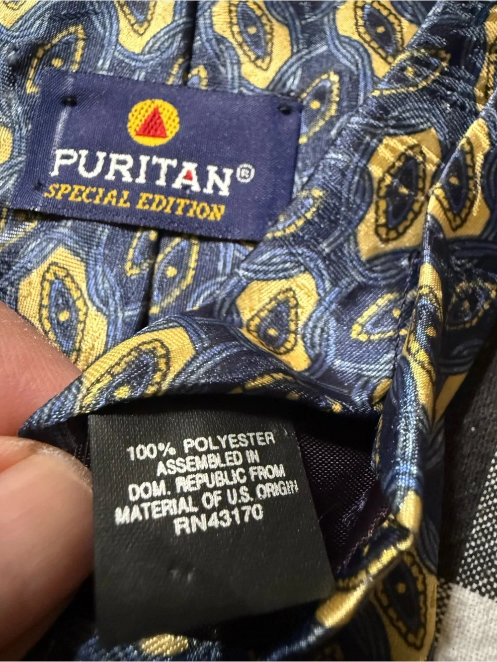 Puritan Navy and Yellow Geometric Silk Tie